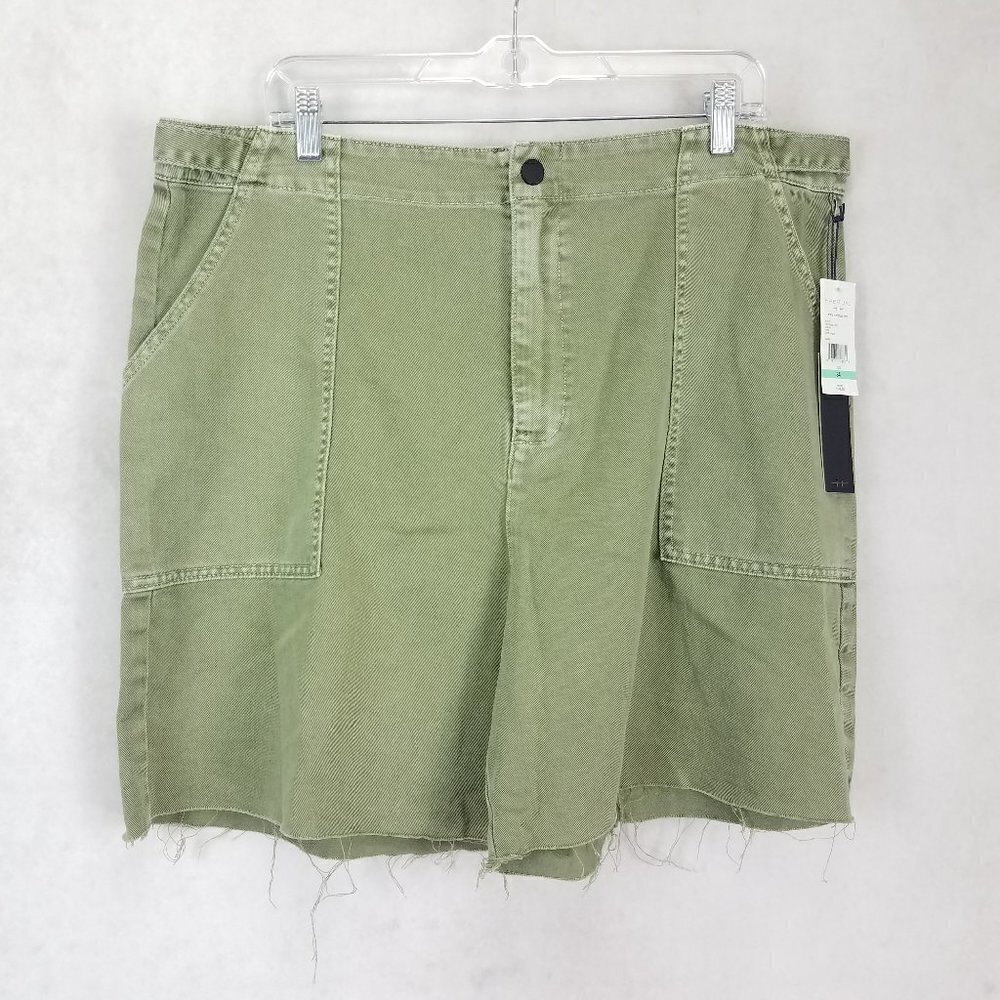 NEW Habitual Women's 34 Cut Off Raw Hen High Waisted Shorts in Deep Green